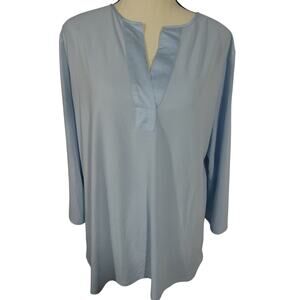 Banana Republic Women's Medium Blue Blouse V-Neck 3/4 Sleeves